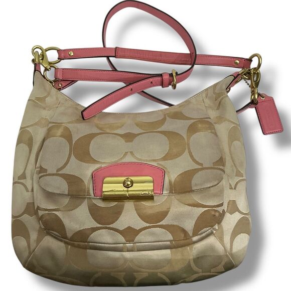 Coach Kristin Tan & Peach Signature Large Hobo Shoulder Bag - Picture 10 of 10